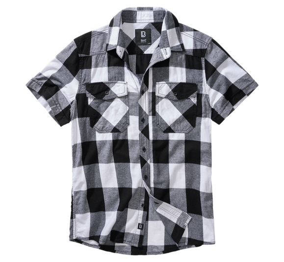 Koszula Brandit Check Sleeve, biały - czarny