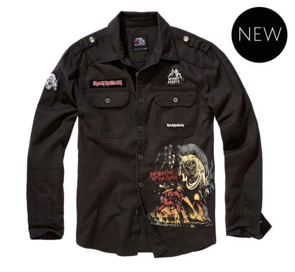 Koszula Brandit Iron Maiden Luis Vintage, czarna