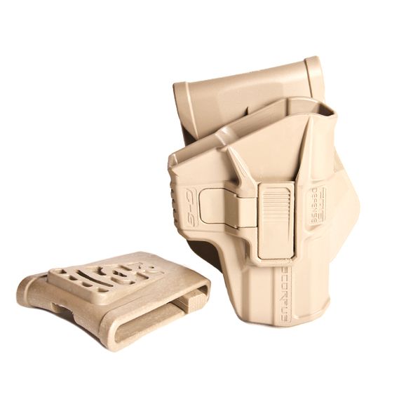 Polimerowa kabura Scorpus do Glock 9 mm (płetwa + redukcja paska) SC-MAKRB piaskowa